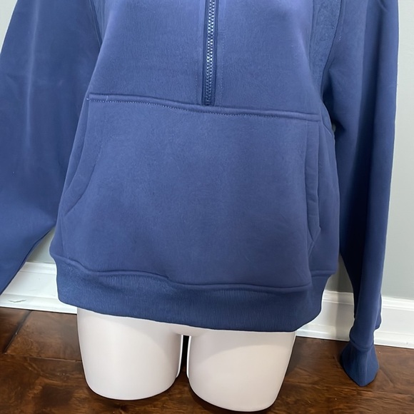 Navy Blue Half Zip Crop Pullover - Picture 5 of 11
